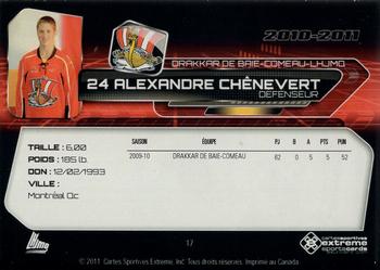 2010-11 Extreme Baie Comeau Drakkar (QMJHL) #17 Alexandre Chenevert Back