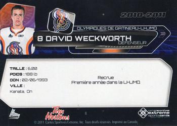 2010-11 Extreme Gatineau Olympiques (QMJHL) #8 David Weckworth Back