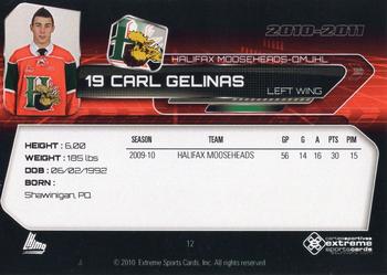 2010-11 Extreme Halifax Mooseheads (QMJHL) #11 Carl Gelinas Back