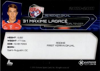 2010-11 Extreme Prince Edward Island Rocket QMJHL #2 Maxime Lagace Back