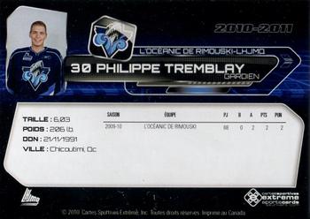 2010-11 Extreme Rimouski Oceanic QMJHL #1 Philippe Tremblay Back