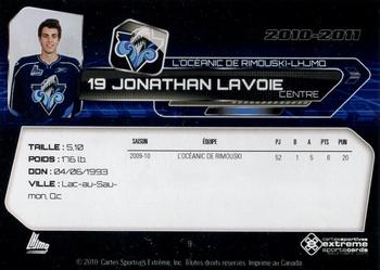 2010-11 Extreme Rimouski Oceanic QMJHL #9 Jonathan Lavoie Back