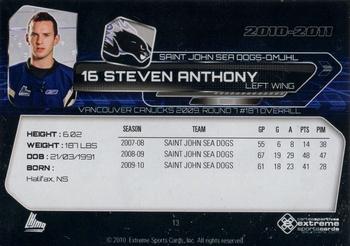 2010-11 Extreme Saint John Sea Dogs (QMJHL) #13 Steven Anthony Back