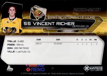 2010-11 Extreme Victoriaville Tigres (QMJHL) #21 Vincent Richer Back