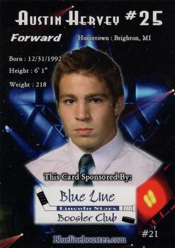 2010-11 Blueline Booster Club Lincoln Stars (USHL) #21 Austin Hervey Back