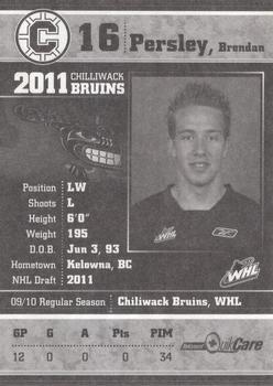 2010-11 Chilliwack Bruins (WHL) #13 Brendan Persley Back