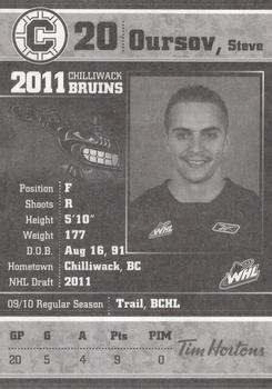 2010-11 Chilliwack Bruins (WHL) #17 Steve Oursov Back