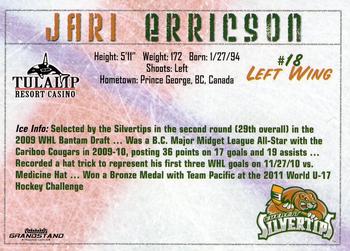 2010-11 Grandstand Everett Silvertips (WHL) #NNO Jari Erricson Back