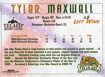 2010-11 Grandstand Everett Silvertips (WHL) #NNO Tyler Maxwell Back