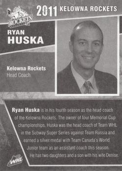 2010-11 Kelowna Rockets (WHL) #NNO Ryan Huska Back