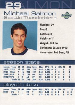 2010-11 Seattle Thunderbirds (WHL) #22 Michael Salmon Back