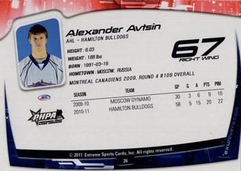 2011-12 Extreme Hamilton Bulldogs (AHL) #26 Alexander Avtsin Back