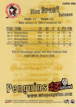 2011-12 Choice Wilkes-Barre/Scranton Penguins (AHL) #6 Alex Grant Back