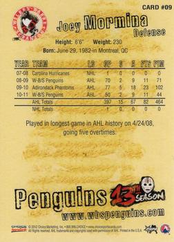 2011-12 Choice Wilkes-Barre/Scranton Penguins (AHL) #9 Joey Mormina Back