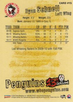 2011-12 Choice Wilkes-Barre/Scranton Penguins (AHL) #15 Ryan Schnell Back