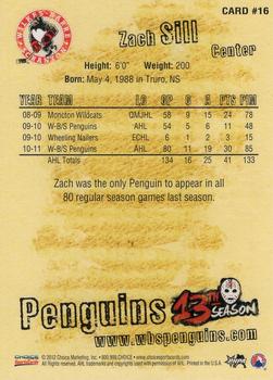 2011-12 Choice Wilkes-Barre/Scranton Penguins (AHL) #16 Zack Sill Back