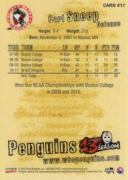 2011-12 Choice Wilkes-Barre/Scranton Penguins (AHL) #17 Carl Sneep Back
