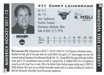 2011-12 KMSU 89.7 FM Minnesota State Mavericks (NCAA) #14 Corey Leivermann Back