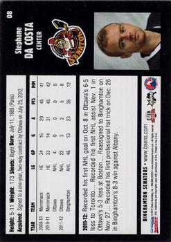 2012-13 Choice Binghamton Senators (AHL) #8 Stephane Da Costa Back