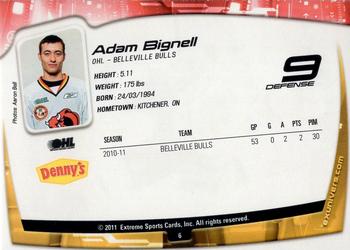 2011-12 Extreme Belleville Bulls (OHL) #6 Adam Bignell Back