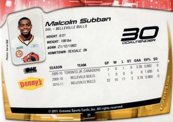 2011-12 Extreme Belleville Bulls (OHL) #21 Malcolm Subban Back