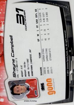 2011-12 Extreme Ottawa 67's (OHL) #20 Shayne Campbell Back