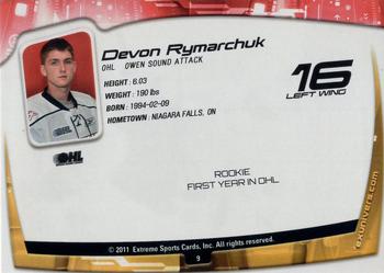 2011-12 Extreme Owen Sound Attack (OHL) #9 Devon Rymarchuk Back