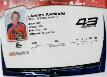 2011-12 Extreme Moncton Wildcats (QMJHL) #18 James Melindy Back