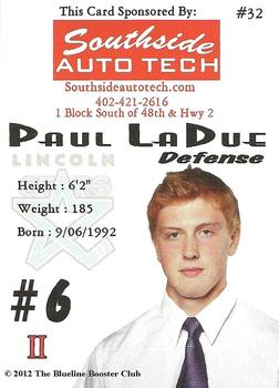 2011-12 Lincoln Stars (USHL) #32 Paul LaDue Back