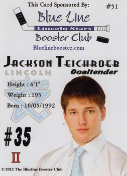 2011-12 Lincoln Stars (USHL) #51 Jackson Teichroeb Back
