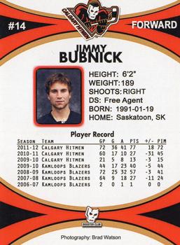 2011-12 Calgary Hitmen (WHL) Booster Club #NNO Jimmy Bubnick Back