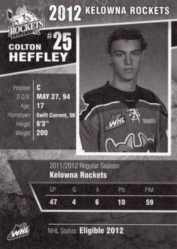 2011-12 Kelowna Rockets (WHL) #NNO Colton Heffley Back