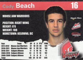2011-12 Moose Jaw Warriors (WHL) #15 Cody Beach Back