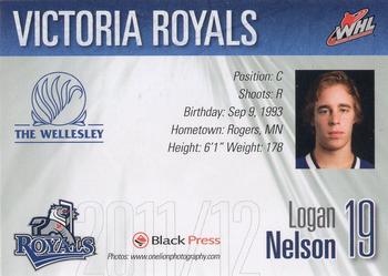 2011-12 Black Press Victoria Royals (WHL) #16 Logan Nelson Back