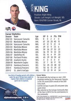 2012-13 Choice St. John's IceCaps (AHL) #NNO Jason King Back