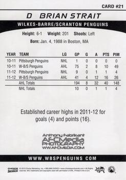 2012-13 Choice Wilkes-Barre/Scranton Penguins (AHL) #21 Brian Strait Back