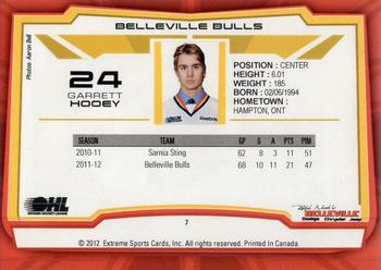 2012-13 Extreme Belleville Bulls (OHL) #7 Garrett Hooey Back