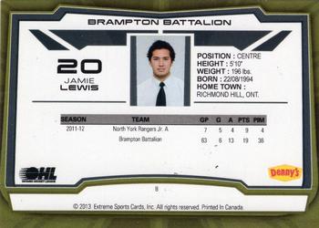 2012-13 Extreme Brampton Battalion (OHL) #8 Jamie Lewis Back
