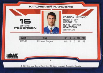 2012-13 Extreme Kitchener Rangers (OHL) #7 Brent Pedersen Back