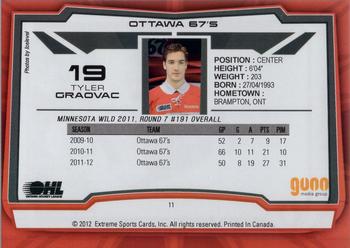2012-13 Extreme Ottawa 67's (OHL) #11 Tyler Graovac Back