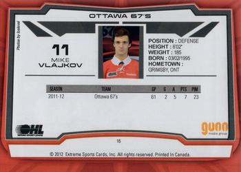 2012-13 Extreme Ottawa 67's (OHL) #16 Mike Vlajkov Back