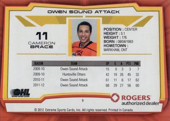 2012-13 Extreme Owen Sound Attack (OHL) #9 Cameron Brace Back