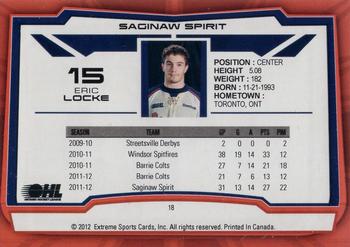2012-13 Extreme Saginaw Spirit (OHL) #18 Eric Locke Back