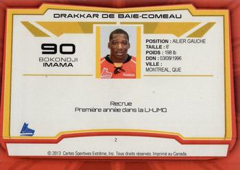 2012-13 Extreme Baie-Comeau Drakkar (QMJHL) #2 Bokondji Imama Back