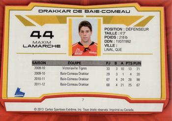 2012-13 Extreme Baie-Comeau Drakkar (QMJHL) #7 Maxim Lamarche Back