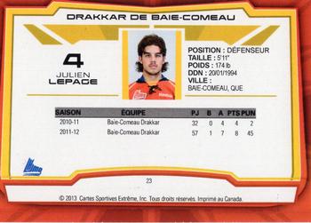 2012-13 Extreme Baie-Comeau Drakkar (QMJHL) #23 Julien Lepage Back