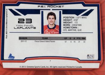 2012-13 Extreme Prince Edward Island Rocket (QMJHL) #7 Yan-Pavel Laplante Back