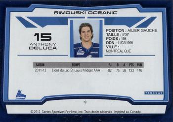 2012-13 Extreme Rimouski Oceanic (QMJHL) #19 Anthony DeLuca Back