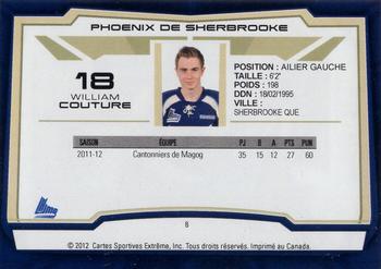 2012-13 Extreme Sherbrooke Phoenix (QMJHL) #8 William Couture Back