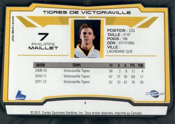 2012-13 Extreme Victoriaville Tigres (QMJHL) #6 Philippe Maillet Back